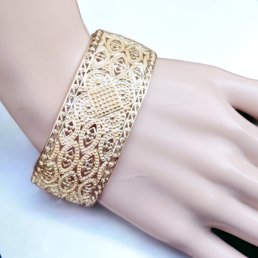 Retired Ross-Simons 18k over sterling wide cuff bracelet